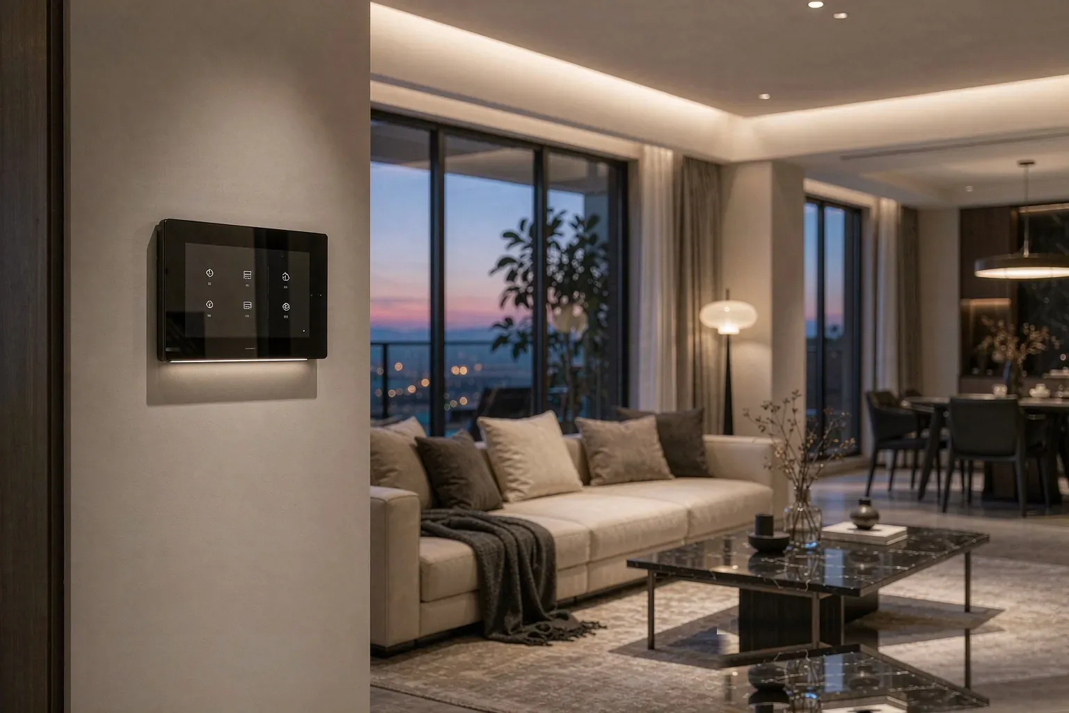 KNX touch panel in a modern residential interior